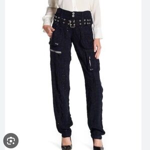 Johnny Was Pete and Greta Women's Black Cargo Pants size 6 Cotton and Spandex